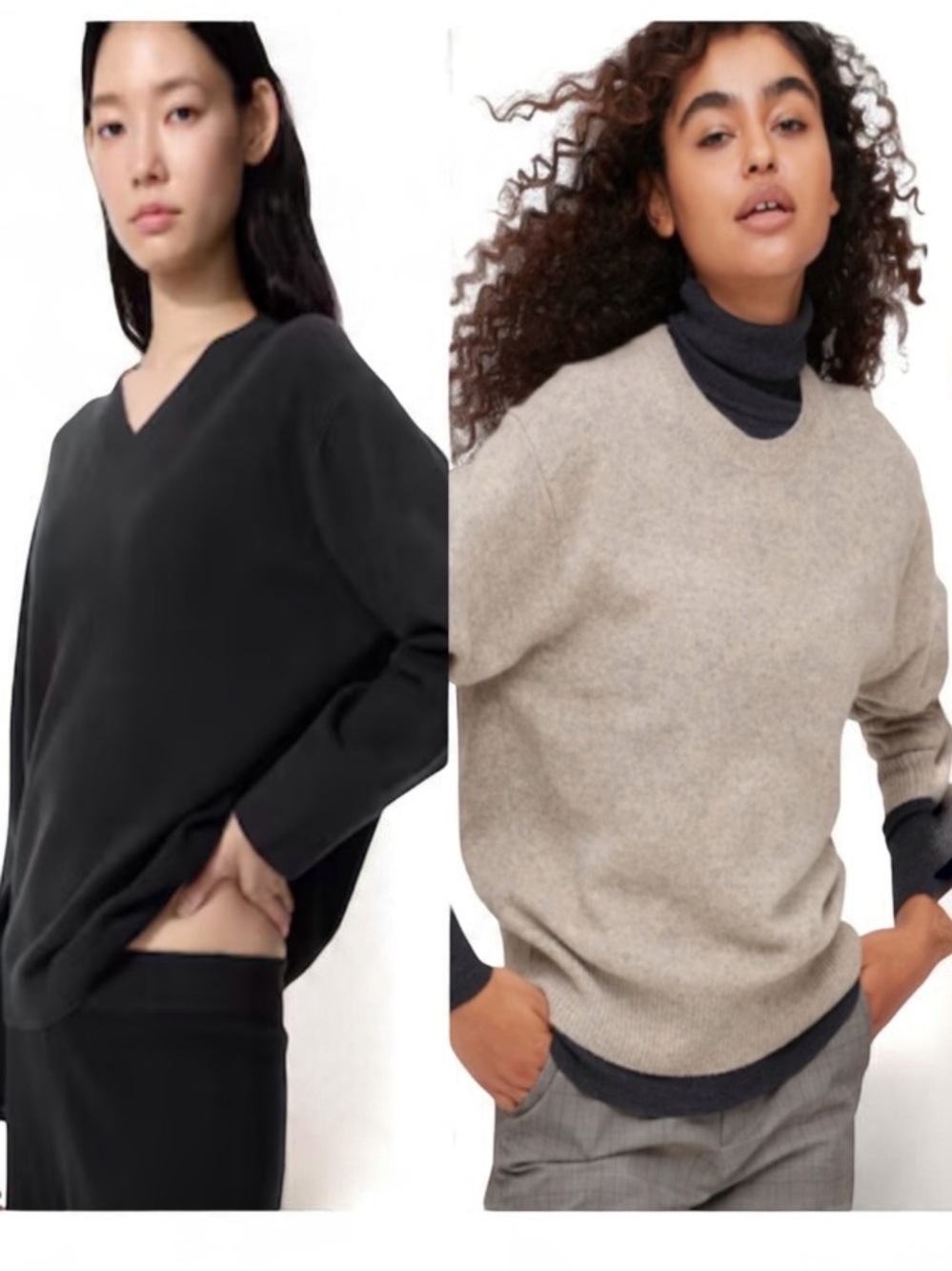 Uniglo 💯 % Cashmere Wool Crew V-Neck Sweaters Size M